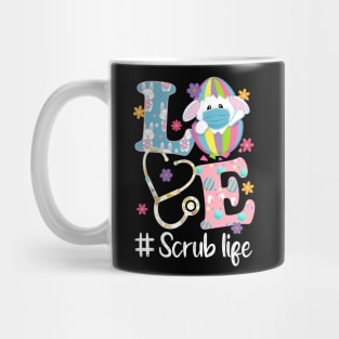 Stethoscope Scrub Life Nurse Bunny Easter Day Outfits Mug